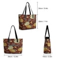 thumbnail image 3 of Autumn Pumpkins Maroon Background Woman Leather Handbags Large Tote Bag Fashion Portable Handbags With Zipper, 3 of 7