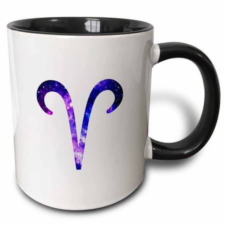 3dRose Aries star sign - ram zodiac glyph - astrological horoscope symbol - Two Tone Black Mug,