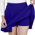 thumbnail image 1 of B91xZ Jupe Fluide pour Femmes Basique Extensible Évasée Décontractée Mini Jupe Patineuse, Bleu 3TG, 1 of 5