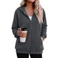 thumbnail image 4 of Women's Loose Fit Full Zip Hoodie Long Sleeve Zip Up Hooded Sweatshirt Kangaroo Pocket Casual Outerwear for Fall Winter Daily Wear, 4 of 8