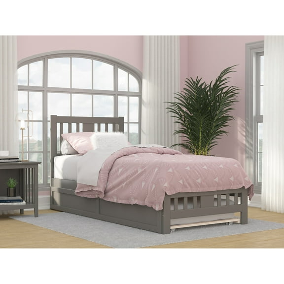AFI Tahoe Wood Twin XL Bed with Footboard and Twin XL Trundle in Gray