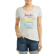 EV1 from Ellen DeGeneres Women's Love Live Laugh V Neck Tee