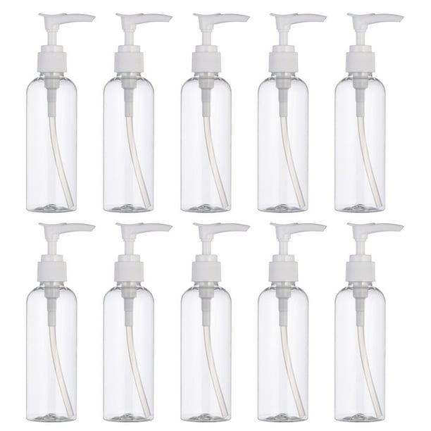 GOOHOCHY 10 botellas vacías de plástico de 100 ml, botellas vacías con bomba de champú, dispensador de loción para viajes, acampar al aire libre, viajes de negocios (transparente)