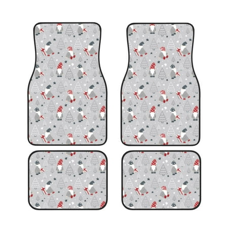 Cauagu Santa with Gifts Pattern Car Floor Mat Set of 4 Car Carpet Mats Car Mats with Anti-Slip Backing & Driver Heel Pad Universal Fit for Cars/Trucks/SUV/Vans