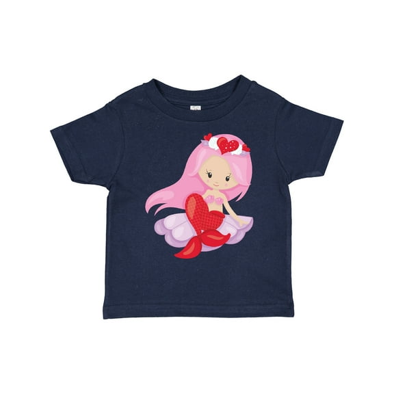 Inktastic Valentine's Day Mermaid, Cute Mermaid, Pink Hair Girls Toddler T-Shirt