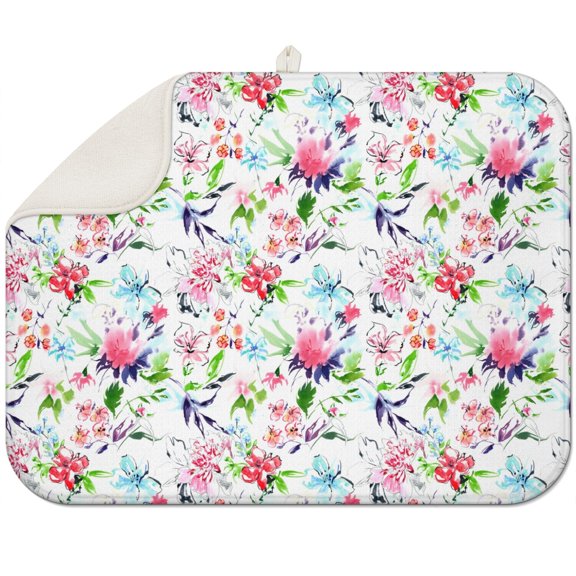 Butterfly and Flower Coffee Mat – Fast Drying Microfiber Spill Mat, Multi-Functional Dish Drying Pad with Vintage Floral and Rustic Farmhouse Style