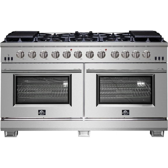 Forno Capriasca 60-Inch Freestanding Gas Range, 10 Burners, True Convection Oven
