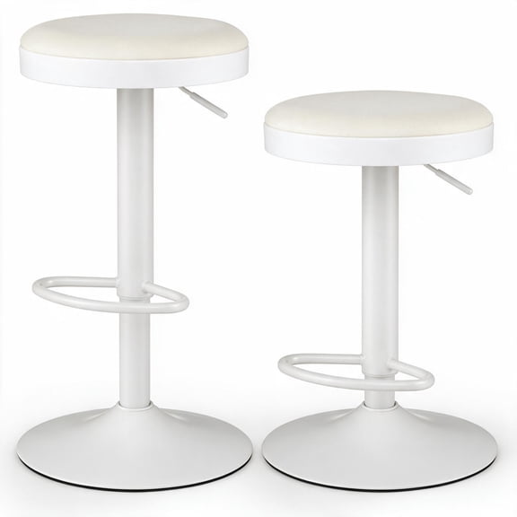 Patiojoy Height-Adjustable Kitchen Bar Stools Bar Stools Set of 2 White
