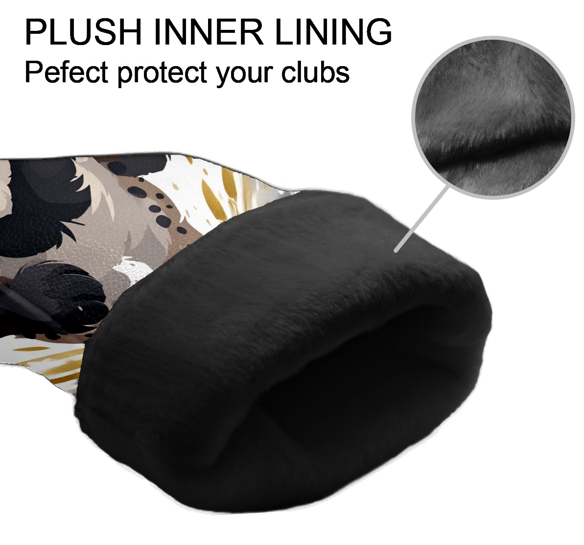 Club Head Covers - Panda Brown Design, Premium PU Leather Driver Hybrid Headcovers with Velvet Lining, Waterproof Golf Gifts for Men Women