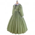 thumbnail image 3 of Women's Civil War Dress Victorian Dickens Costume Green Plaid Skirt, 3 of 9