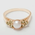 thumbnail image 4 of LBG British Made 9k Rose Gold Cultured Pearl & Peridot Womens Cluster Ring - 33 size options - Size 6.75, 4 of 6