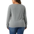 thumbnail image 3 of Agnes Orinda Plus Size Long Sleeve Blouses for Women V Neck Knitted Buttons Decor Ruched Tops, 3 of 6