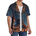 thumbnail image 2 of Balery Cowboy Boots Under Starry Sky Men's Casual Button Down Shirt Short Sleeve Textured Summer Cuban Beach Shirts-XX-Large, 2 of 7