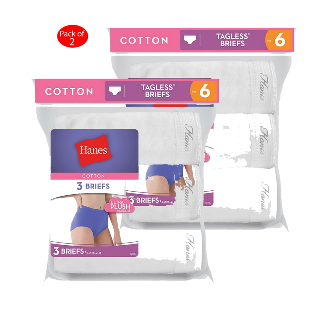 Hanes Hanes Women's Cotton Briefs, Color White, Size 11 PACK OF