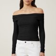thumbnail image 4 of Blusa Mangas Largas Top de manga larga Top ajustado sexy Camisa básica informal para mujer Kuymtek Negro T M para Mujer, 4 of 6