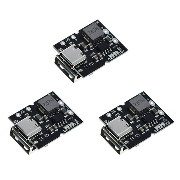 3X Convertidor Elevador USB Tipo C 5V 2A Módulo de Potencia Elevador Placa de Protección de Carga de Batería de Litio Cargador DIY, con Soldadura