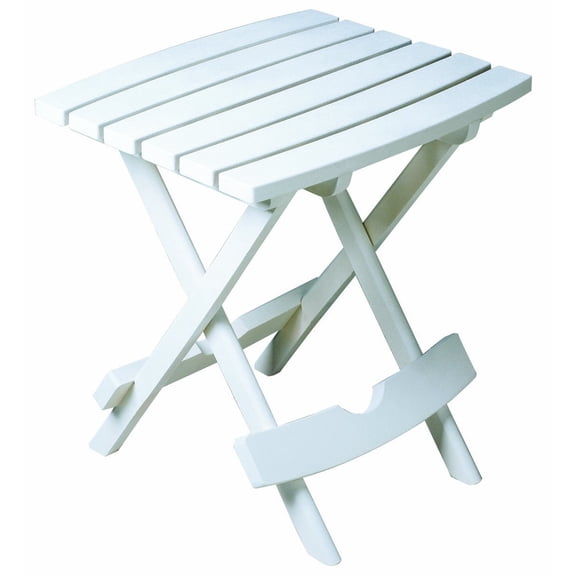 Patio Quik-Fold Side Table 8500-48-3700 Plastic Folding Table White Outdoor Table for Chairs Adirondacks Compact
