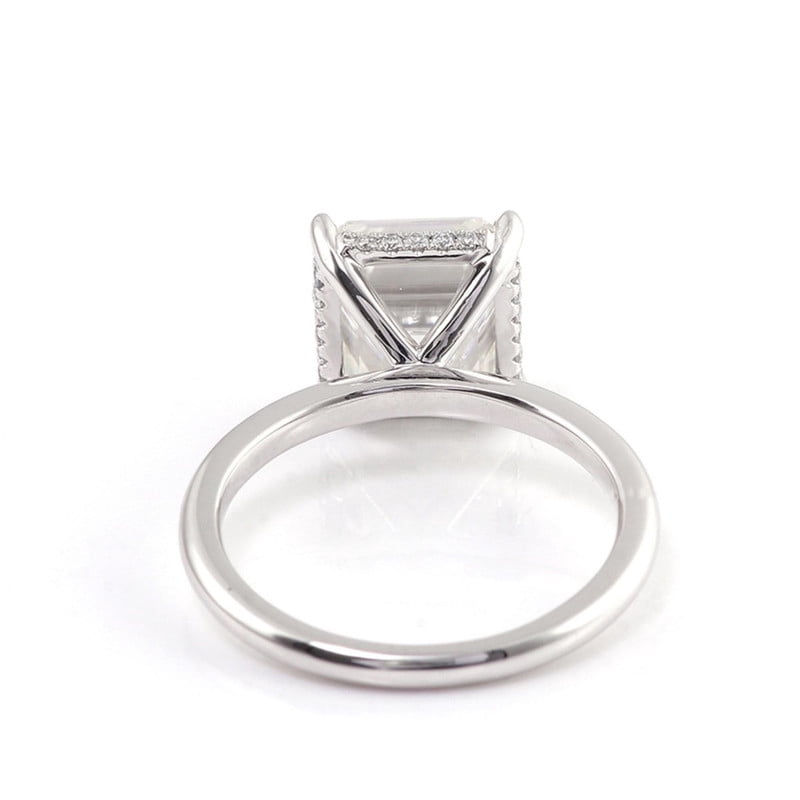 solitaire jewels 4CT Asscher Moissanite Hidden Halo Engagement Ring For Women, 14K Yellow Gold