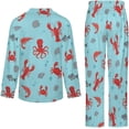 thumbnail image 6 of Top-kevin Women's Pajama Sets Seafood Fruit Pattern Long Sleeve Lounge Sets Pjs Sleepwear with Pockets, 6 of 6