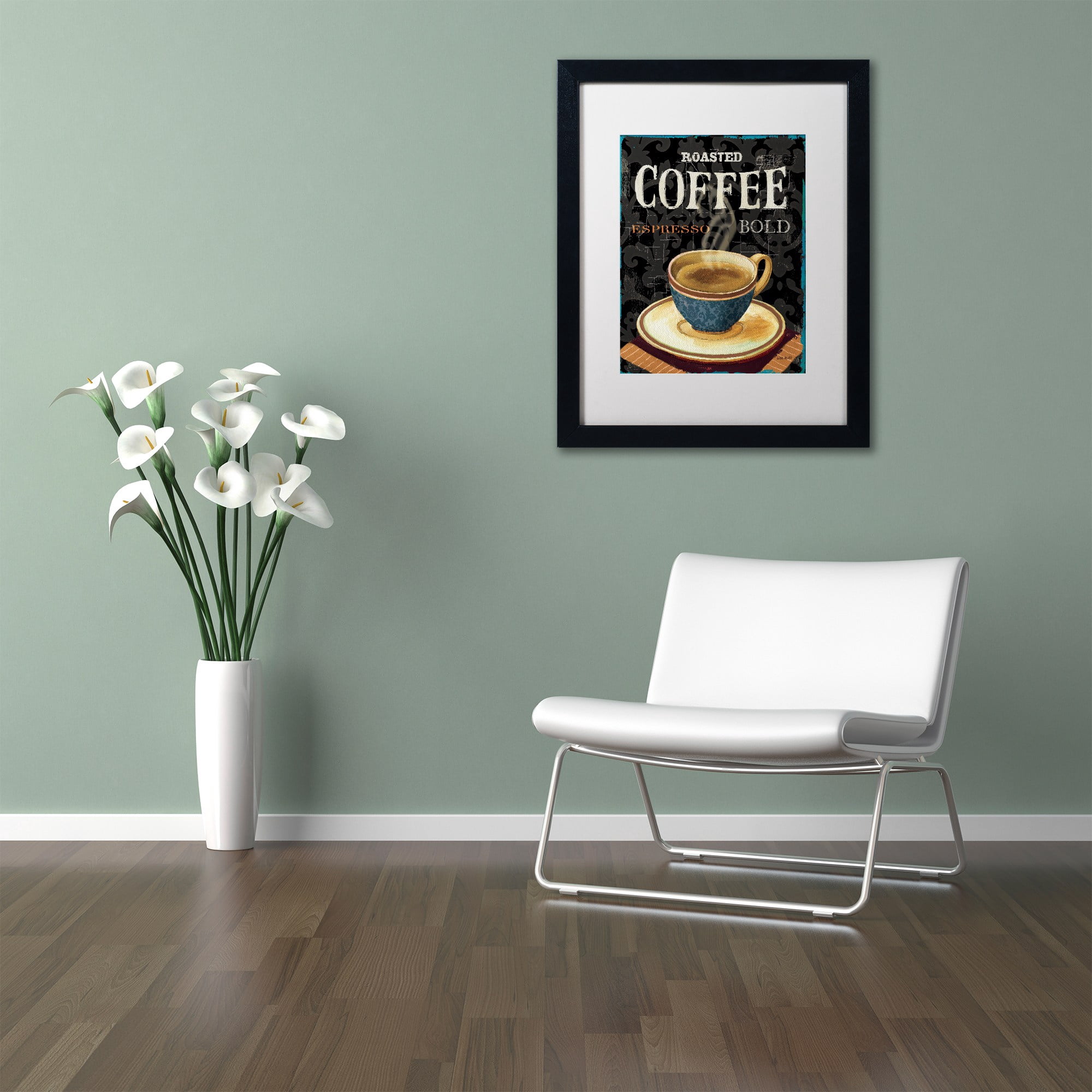Trademark Fine Art "Today's Coffee IV" Canvas Art by Lisa Audit, White Matte, Black Frame