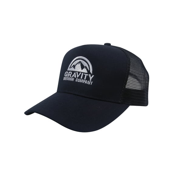 Gravity Outdoor Co. Poly Cotton Twil Trucker Cap - Navy - White Logo