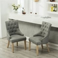 thumbnail image 2 of 2pcs Grey Button Solid Wood Wingback Rock Climbing Chairs - Chic With Nail Heads Hostess Chairs, Of 2 Beautiful Ornaments, 2 of 5
