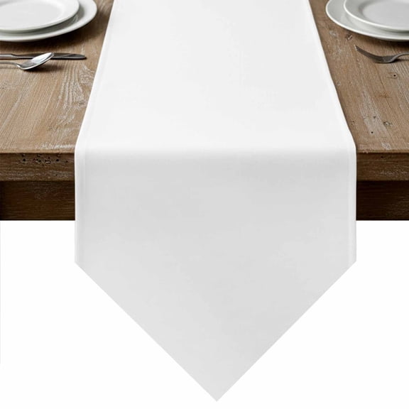 Table Runners 90 Inches Long, White Cotton Linen Kitchen Dining Coffee Table Runner for Party Home Decor, Modern Minimalist Pure Soild Color Tabletop Dresser Scarves Runner Decor 13x90 Inch