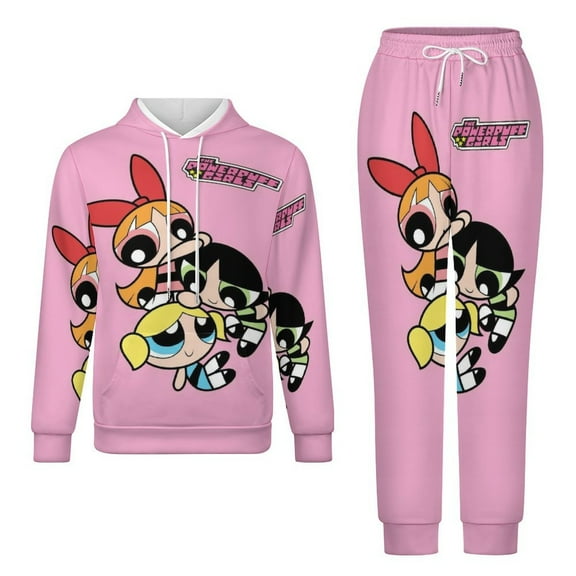 The Powerpuff Girls Unisex Adult Sweatsuits Hoodie & Sweatpants Long Sleeve Hooded Sweatshirt Matching Joggers Tracksuit Sets 2XS