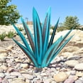 thumbnail image 2 of Planta de agave de metal para decoración de jardín, escultura de tequila rústica roja, adecuada para adornos de césped de interior (27 cm, azul esmeralda) Sailing Electrónica, 2 of 3