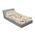 thumbnail image 2 of Ambesonne Retro Fitted Sheet & Pillow Sham Set, Octopus Crab Seahorse, Twin, Beige Brown, 2 of 2