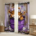 thumbnail image 3 of Homewish Cute Little Cow Black Out Curtains for Teen, Rustic Farmhouse Animal Curtains Pack of 2 (42x63 Each), Purple Wooden Plank Bedroom Curtains, Blackout Curtains Room Decor, 3 of 6