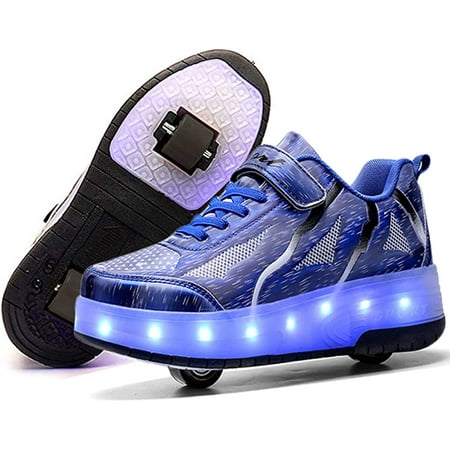 

YAZI Kids Roller Shoes Boy Girl Sneakers with Wheels Become Sport Sneaker with Led for Christmas Birthday Children Show Gift
