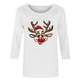 thumbnail image 4 of YABCSAZ Ugly Christmas Sweater for Women Christmas Sweatshirt Fleece 3/4 Sleeve Crewneck Oversize T Shirts Solid Graphic Print Tops Casual Loose Warm pullover Sweatshirts Fall Trendy Outfits, 4 of 5