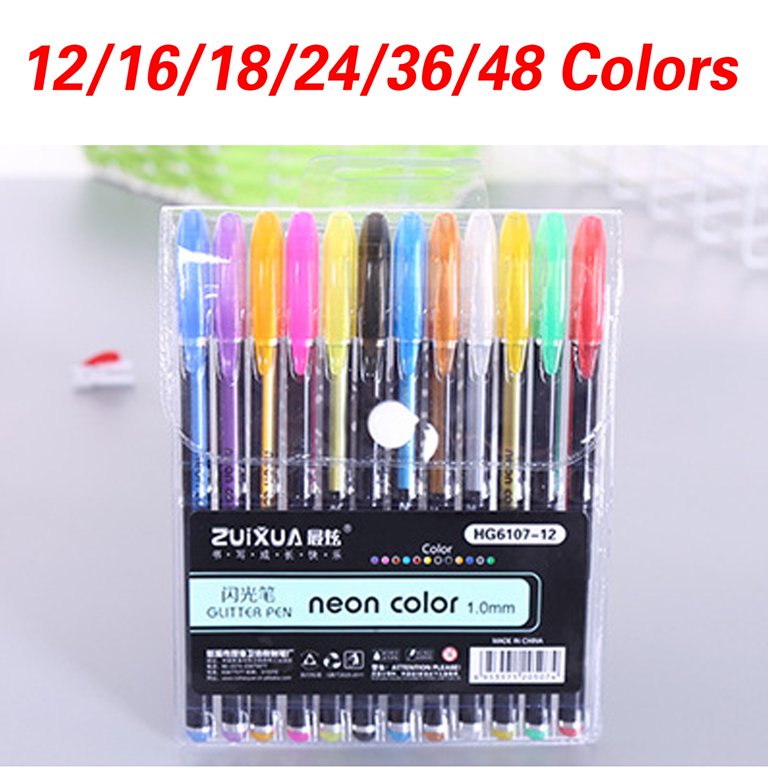 48 Colors Set DIY Gel Pens Highlighter Marker Pen Watercolor Pen Glitter  Gel Pen for Adult Coloring Books Journals Drawing Doodling Art Markers 