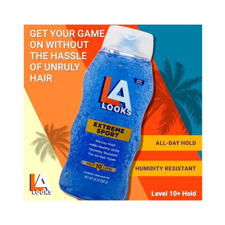 LA LOOKS Extreme Sport Hair Gel, Level 10 Hold, Alcohol-Free, 20