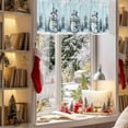 thumbnail image 3 of Christmas Snowman Valances for Windows, 42 x 18in, Winter Tree Snowflakes Blue White Rod Pocket Kitchen Valance Curtain Light Filtering Window Treatments for Living Room Bedroom, 1 Panel, 3 of 7