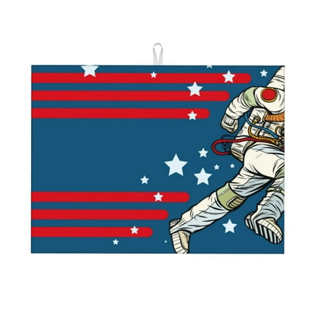 

Kdxio Astronaut Runs Forward for Dish Drying Mat 24*18 inch Absorbent Dish Drainer Kitchen Counter Large Size Dish Drying Pad for Countertops Draining Racks