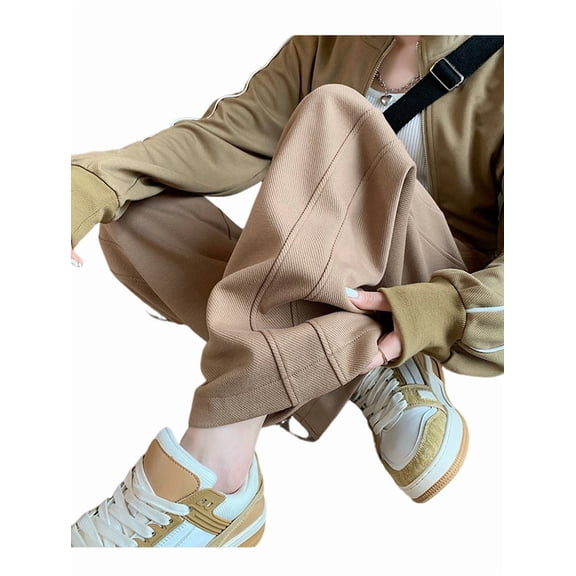 Women Sweatpants Wide Leg Drawstring Workout Casual Baggy Pants High Waist Khaki S