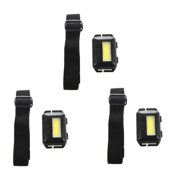 3X Cob LED Mini Light Lamp Headlight 3 Modes Rainproof Torch Flashlight for Outdoor Camping Fishing Black