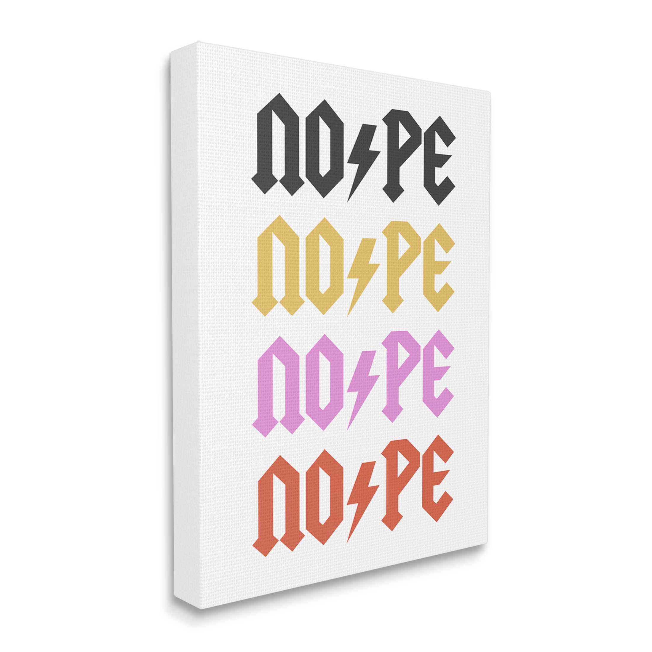 Nope Thunder Bold Symbol Phrase Typography Graphic Art Gallery Wrapped Canvas Print Wall Art