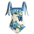 thumbnail image 3 of Maillot de Bain une Pièce pour Femmes avec Jupe de Plage, Paréo, Imprimé Floral Rétro, Ensemble Bikini Deux Pièces, 3 of 4