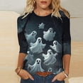 thumbnail image 5 of Halloween Shirts for Women, 3/4 Sleeve Fall Tops, Funny Witch Graphic Crew Neck Tee, Halloween Party Costume Perfect Gifts, 5 of 5