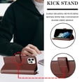 thumbnail image 4 of Compatible avec iPhone 14 Pro Max Étui Portefeuille Premium à Fermeture Éclair Grand Espace Flip en Cuir PU, 4 of 5