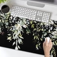 thumbnail image 6 of Sage Green Leaves Gaming Mouse Pad XL Spring Summer Floral Extended Large Desk Mat Black Big Mousepad Non-Slip Rubber Base Stitched Edge Long Desk Pad for Desktop Office Computer Gamer,31.5×11.8 in, 6 of 6