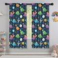 thumbnail image 5 of Blackout Kids Curtains,DarkBlue Cartoon Dinosaurs SpeechBubbles Pattern Childrens Insulated Curtains Set Of 2,Bedroom Essentials,Toddler Room Decor 42"x63", 5 of 5