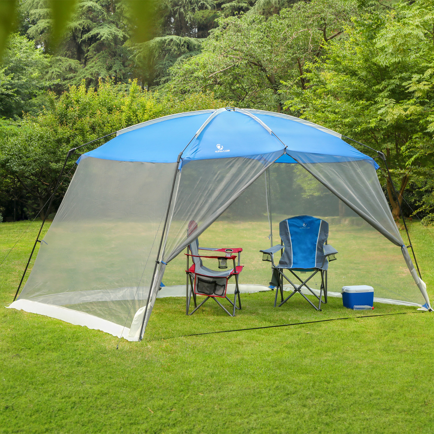Alpha Camper 13' x 9' Screen House Canopy Sun Shade with One Room, Blue - image 4 of 9