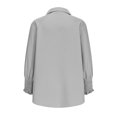 thumbnail image 5 of Inleife Women 2025 Fine Striped Smocked Cuffed Shirts Long Sleeve Collared Blouse With Pocket, 5 of 6