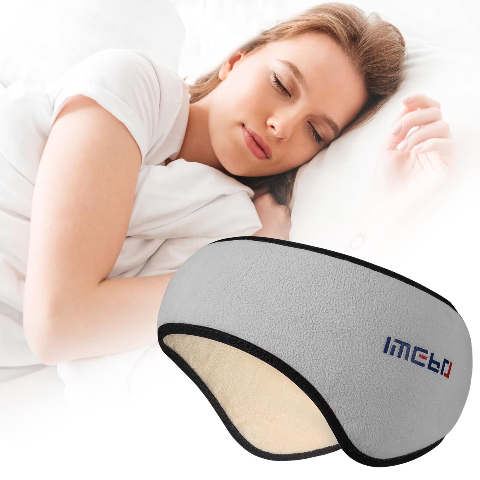 Sleep Mask with Warm Ear Covers Blindfold with Adjustable Strap for Side Sleeper Blackout Eye Cover for Travel Nap Sleep Mask & Earmuffs for Sleep - 2 in 1 Ear & Eye Mask with Ear Plugs