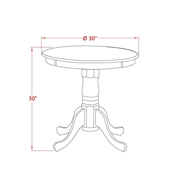 East West Furniture Eden Round Rubber Wood Dining Table in Cream/Cherry