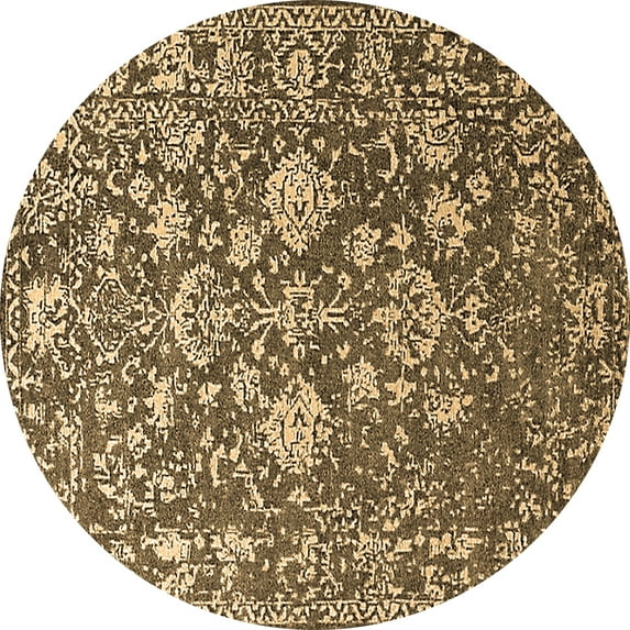 Ahgly Company Indoor Round Oriental Brown Industrial Area Rugs, 6' Round